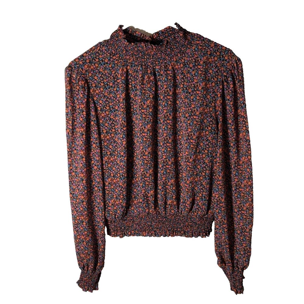 Lost + Wander Blouse Women's Medium Floral Long Sleeve Smocked Lined Shirt Top